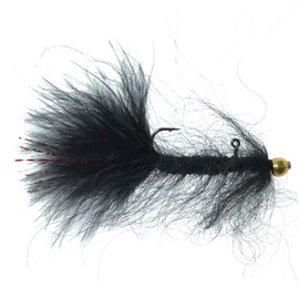 The Fly Fishing Place Tungsten Bead Black Balanced Leech Streamers Trout Bass Salmon Fly Fishing Flies - Set of 3 Flies - Hook Size 8