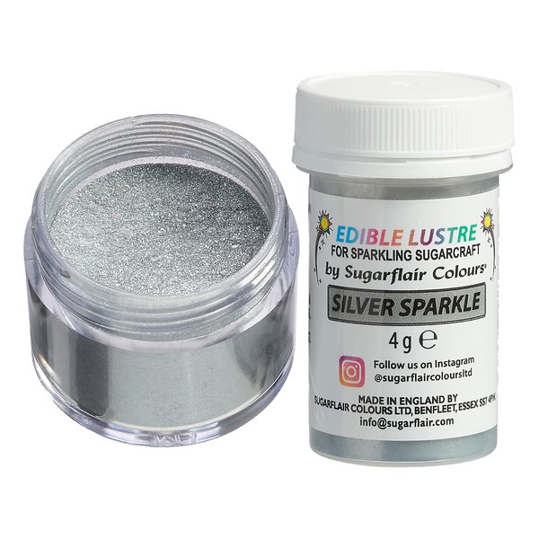 Sugarflair Silver Sparkle Edible Lustre Dust, Add a Lustrous Shine
