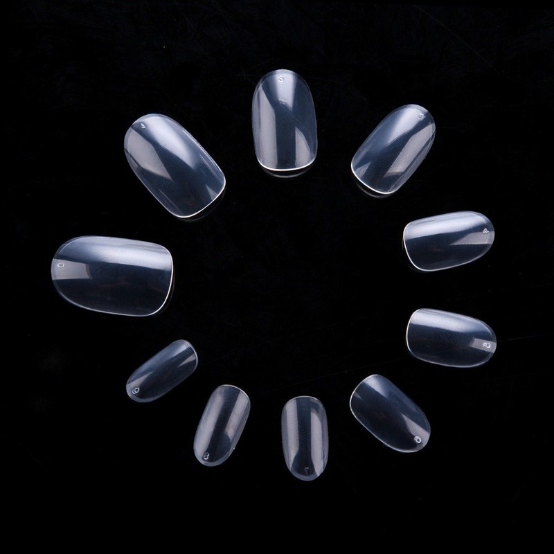 Kingsie 600Pcs Nail Tips 10 Sizes Oval Short False Nails