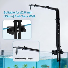 MEKOTRIN Adjustable Aquarium Light Bracket, Universal Aquarium Light Stand for Reptile Lamp Fish Tank LED Lamps Plant Light, Suitable for 13mm Aquarium Walls (2.8mm Aluminum, Black)