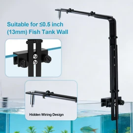 MEKOTRIN Adjustable Aquarium Light Bracket, Universal Aquarium Light Stand for Reptile Lamp Fish Tank LED Lamps Plant Light, Suitable for 13mm Aquarium Walls (2.8mm Aluminum, Black)