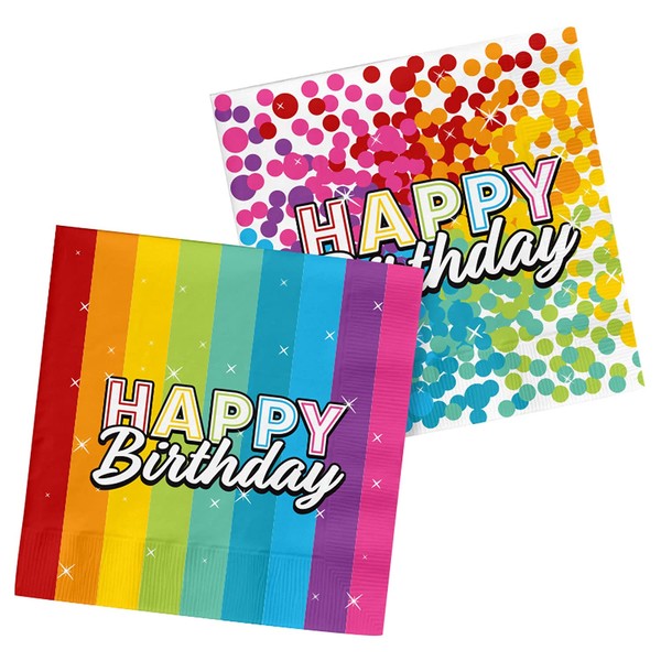 Folat Rainbow Bday 65822 Napkins 33 x 33 cm Pack