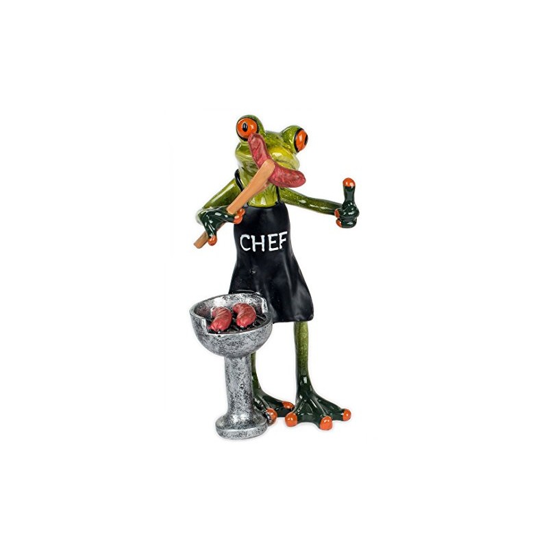 Frog with Grill light green, 14 cm, Garden - Decor