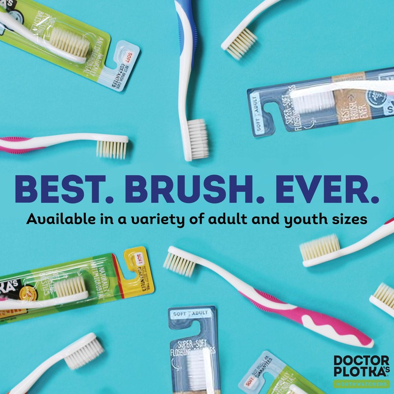 MOUTHWATCHERS Manual Soft Toothbrush for Adults, Ultra CleanToothbrush with Flossing