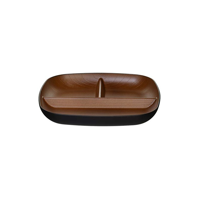 Yamanaka Lacquer Natural Keyaki Heathered Square Plate, Black & Brown