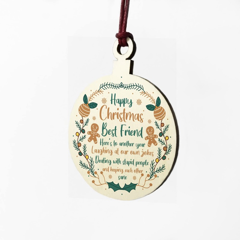 Best Friend Wood Bauble Tree Decoration Friendship Gift Keepsake