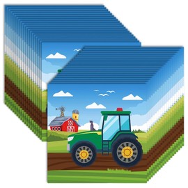 40 Stück Traktor Servietten Set, 16.5 × 16.5cm Quadratische Servietten, Traktorenpartei Servietten Geburtstag, Gelten für Geburtstag Party Feier Kindergeburtstag Gartenparty und Baby Shower