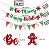 Pre-Strung Be Merry Christmas Decorations Banner Happy Holidays Party Red