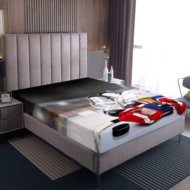 Erosebridal Ice Hockey Bed Sheets Twin Size Kids Hockey Player Sheet Set 3 Piece Super Soft Sports Game Bedding Set Deep Pocket Winter Sports Flat Fitted Sheet with 1 Pillow Case