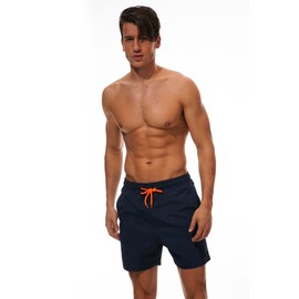 SONGDAI Men's Swim Shorts Quick Drying Swim Trunks Elastic Waistband Swimming Shorts Men's Swimwear Mesh Lining Board Shorts-Navy Blue-2XL