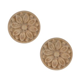 SOFFEE DESIGN 2pcs Wood Carved Flower Knobs, Decorative Bohemian Style Pulls Handles for Door Cabinet Drawer