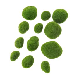 DOITOOL 12 Pcs Realistic Simulation Moss Stones for Aquariums and Terrariums Decorative Moss Ball Decoration for Miniature Gardens and Creative DIY Projects