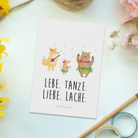 Mr. & Mrs. Panda Postcard Forest Animals Aloha - Gift, Postcards, Hedgehog, Animal Motifs, Bear, Funny Sayings, Good Mood, Life, Dancing