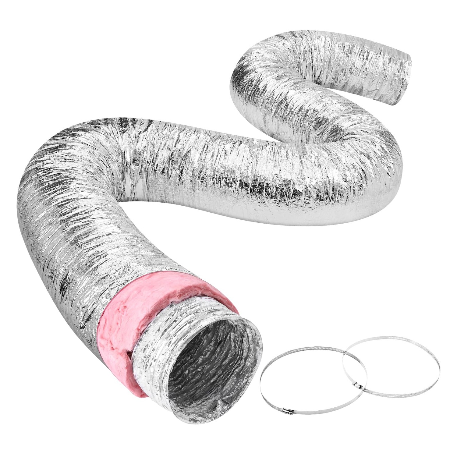 VEVOR 6 Inch Insulated Flexible Duct R-6.0，25 Feet Long with 2 Duct ...