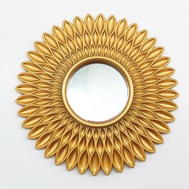 MCCXXII Gold Mirrors for Wall Pack of 1. Round Mirrors.12 Pointed Star Shape.Decorative Mirrors.Wall Mirrors for Decor Home Decor.Plastic Frames.Glass Mirrors.Sun Gold Color.