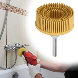 Bristle Brush Disc 2 Inch Rubber Sanding Brush Polishing Sanding Disc for Removing Burr Grate (Yellow)