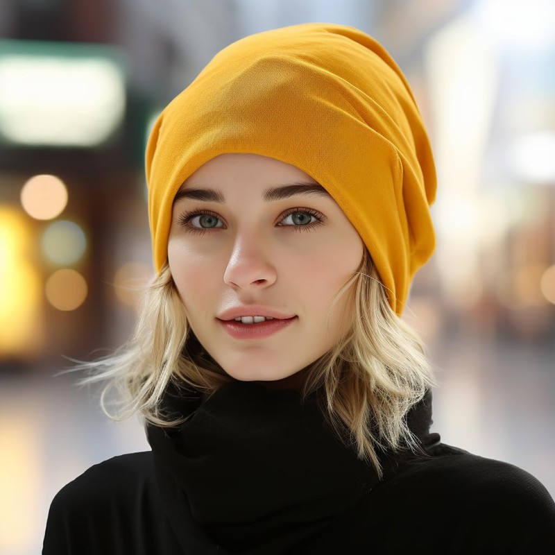Miobo Slouch Beanie Hat, Destroyed Vintage Look, One Size, black