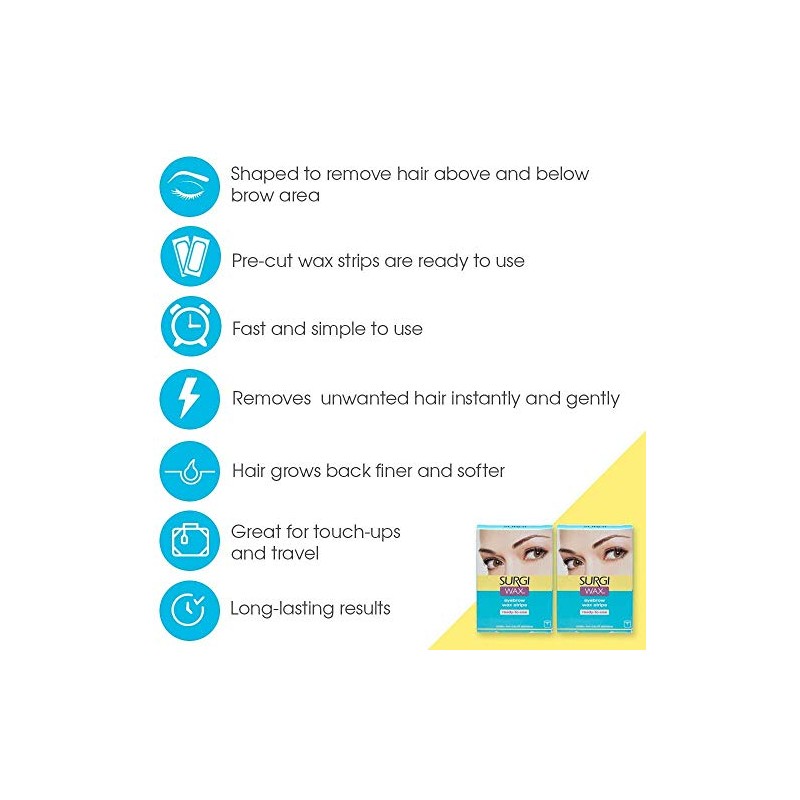 Surgiwax Eyebrow Wax Strips - Facial Wax Strips for Women