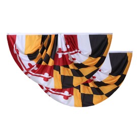 Kind Girl 2 Pcs Maryland State Flag, Patriotic Display, Red, White, Blue, 6ft W x 3ft H, Double Sided, Indoor/Outdoor
