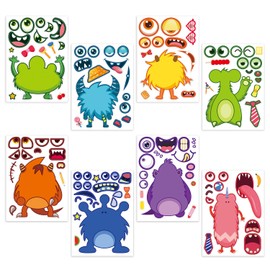 8 Sheet Monster Make Your Own Stickers for Kids Make a Face Stickers Mix and Match Stickers Sheet Craft Sticker Sticker Sheets for Party Bags Filler Favors Stickers for Toddlers Boys Girls