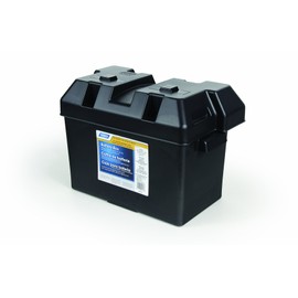 Camco Large Battery Box with Straps and Hardware - Group 27, 30, 31 |Safely Stores RV, Automotive, and Marine Batteries | Measures Inside 7-1/4" x 13-1/4" x 8-5/8" | (55373), Black