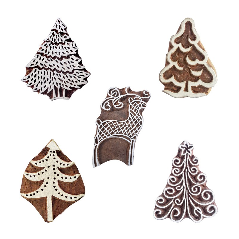 Royal Kraft Tree Wooden Printing Stamps (Set of 5) -