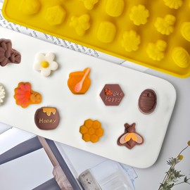 2Pack Honey Bee Chocolate Mold Bee Silicone Molds Honeycomb Chocolate Mold Honeypots Honey Dippers Shape Candy Molds Baking Moulds Gummy Fondant Ice Cube Candle Mold for Sugar Dessert Cupcake Decor