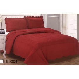 CASA ETERNA 100% Cotton Quilt Bedspread Queen Size 3Pcs Reversible Embroidered 90”X100” 6lbs