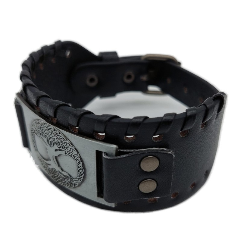 Vikings Viking Bracelet Yggdrasil World Tree of Life Leather Metal