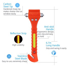 Kriture Car Safety Hammer 2 Pack, Window Glass Breaker and Seat Belt Cutter, 2-in-1 Emergency Auto Car Escape Tool, Life Rescue Tools Kit