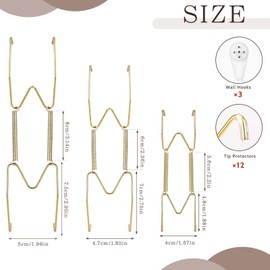 Pack of 3 Plate Hangers for Wall, 6"8"10" Stainless Steel Wall Plate Hangers for 5-10.5" Decorative Plates, Plate Holder for Display on the Wall, Gold-Plated Plate Hangers for Display