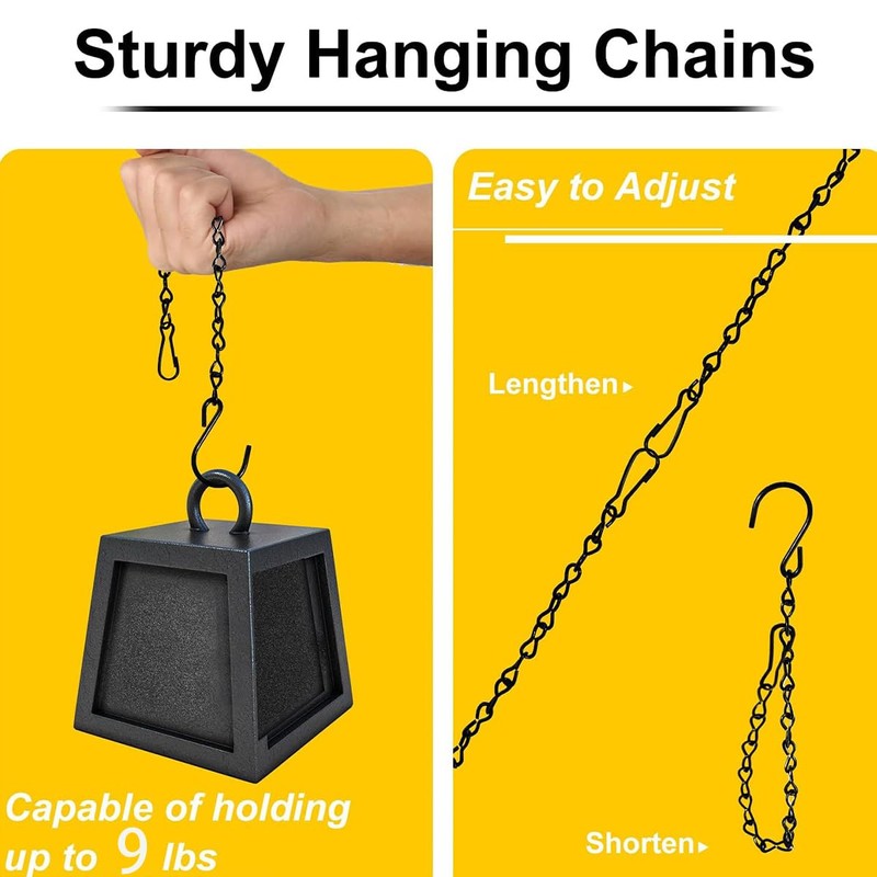 Hanging Chain Set with Hooks, 4 Pack, Black, for Bird