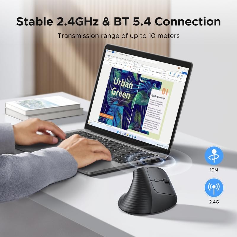 UGREEN Vertical Mouse Bluetooth 5.0 & 2.4G Wireless Ergonomic Mouse