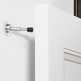 Spring Door Stopper, 2 Pieces Door Stop, Hydraulic Cushioning Technology, Wider Rubber Bumper Head, 4.1 Inches Height, Door Stops for Wall Protects Against Door and Wall Collisions (Silver)