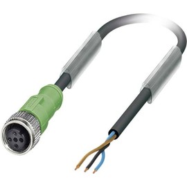 Phoenix Contact Polzah 1694499 Sensor/Actuator Connector, Assembled M12 Socket, Straight 3.00 m