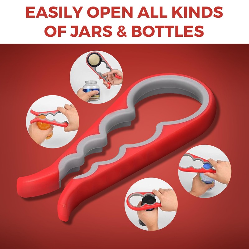 PRIMES 4 in 1 jar Opener, Easy Grip Multi-Opener Multifunctional