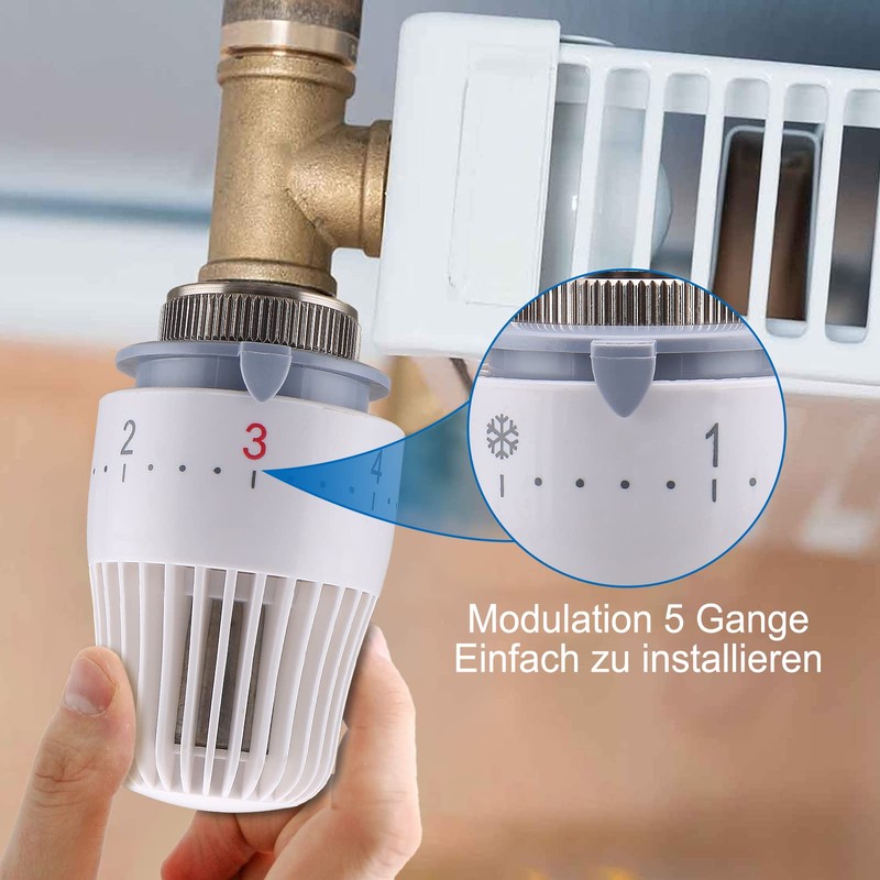 Wengart Thermostatic Radiator Head, M30x1.5, Heating System Temperature Control Head,