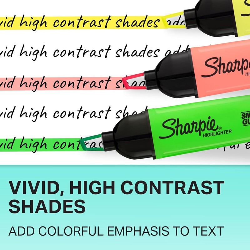 SHARPIE Clear View Resaltadores, punta de cincel, colores surtidos, 4