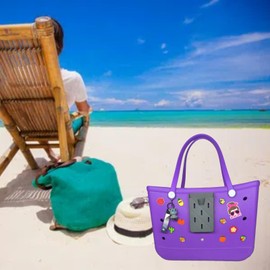 X-Large purple Rubber Beach Bag Tote Bag Washable Durable Tote Bag Storage Bags Beach Essentials For Women