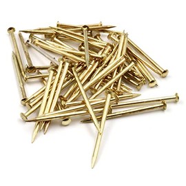 Design61 50x Steel Pins Steel Nails Skirting Board Pins Nail 2.0 x 40 mm Lens Head Brass-Plated