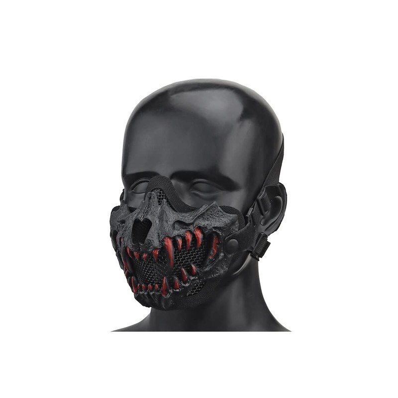 Fangs Mesh Lower Face Airsoft Protective Gear Mask (Color: Black)