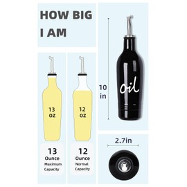 HAOTOP Farmhouse Ceramic Oil and Vinegar Dispenser Bottle Set, Perfect for Storage of Oil and Vinegar,13 oz (Black)