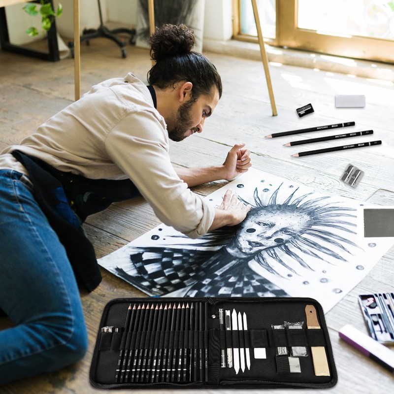 UCAMP 35-Piece Professional Art Drawing Set, Sketching Pencil Set, Drawing