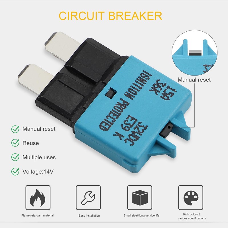 GLOSO Blade Circuit Breaker, DC Manual Reset 32V ATC Fuse