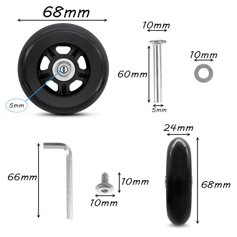 Zasvec Luggage Suitcase Replacement Wheels 4 Pieces Suitcase Wheels Replacement