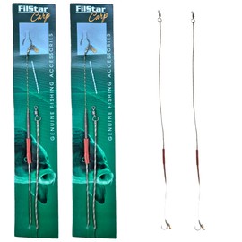 PRO FILSTAR Carp Fishing Boilies Rig 2 Pieces - Fishing Hook N6 - Braided Line 35 cm - Anti Tangle Sleeve - Fishing Swivels - Carp Fishing Accessories - Carp Fishing Hair Rig - Carp Assembly with