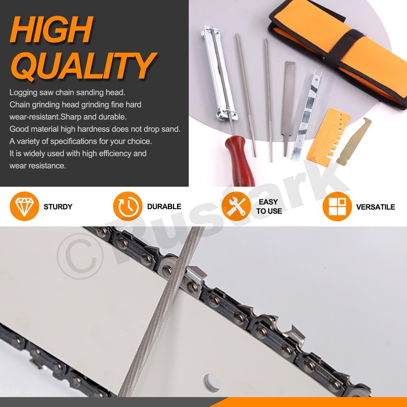 Rustark 10Pcs Chainsaw Chain Sharpener File Kit, 5/32, 3/16, 7/32