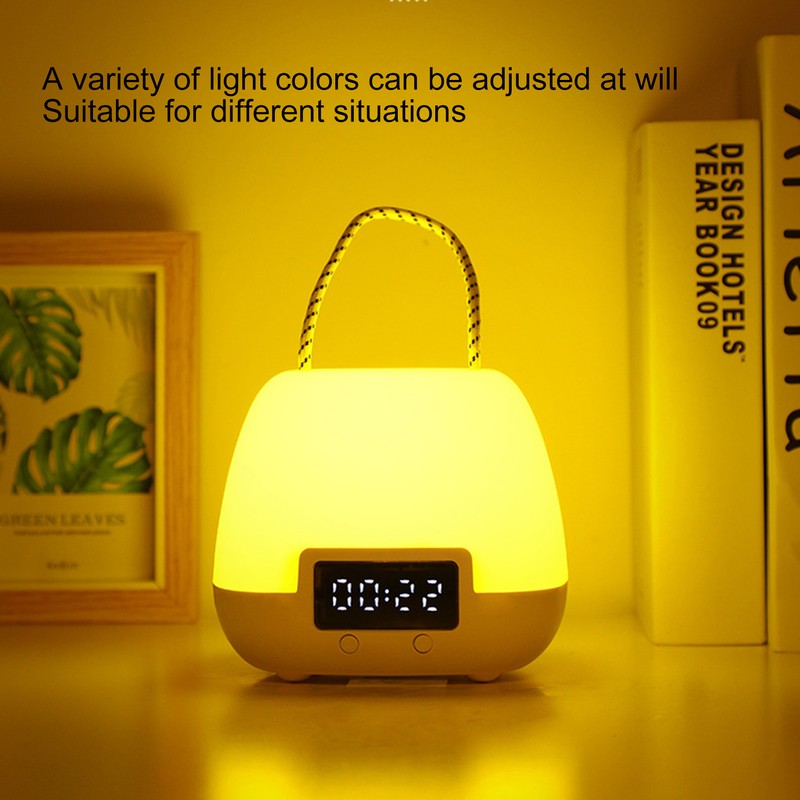 Remote Control Night Light Adjustable LED Portable Bedside Clock Lamp