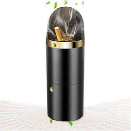 2 in 1 Handheld Multifunctional Smokeless Ashtray USB Rechargeable Ash Tray Electronic Ashtray Best for Home Office (Black)