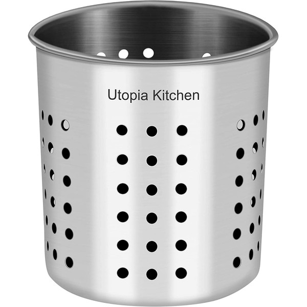 Utopia Kitchen Stainless Steel Cooking Utensil Holder 5 x 5.3 Inches (Silver)